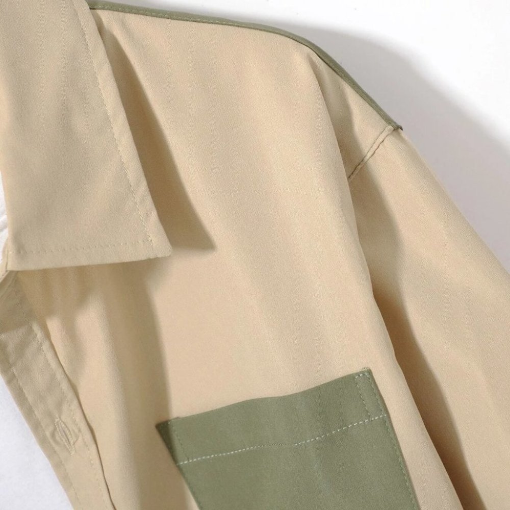 Tan And Green Mens Shirt And Pants Set - Picture 6 of 7